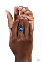 Load image into Gallery viewer, Entrancing Edge - Blue Ring - Paparazzi Jewelry