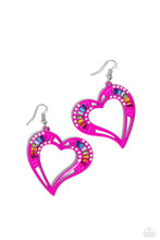 Load image into Gallery viewer, paparazzi-accessories-embellished-emeralds-pink-earrings