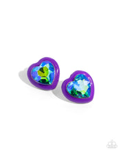 Load image into Gallery viewer, paparazzi-accessories-heartfelt-haute-purple-post earrings