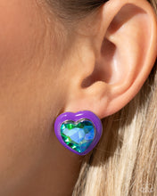 Load image into Gallery viewer, Heartfelt Haute - Purple Post Earrings - Paparazzi Jewelry