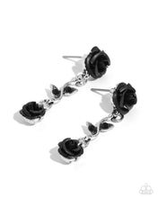 Load image into Gallery viewer, paparazzi-accessories-led-by-the-rose-black-post earrings