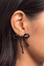 Load image into Gallery viewer, The BOW Must Go On - Black Post Earrings - Paparazzi Jewelry