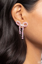 Load image into Gallery viewer, The BOW Must Go On - Pink Post Earrings - Paparazzi Jewelry