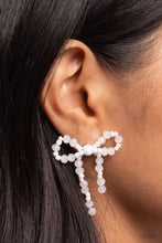 Load image into Gallery viewer, The BOW Must Go On - White Post Earrings - Paparazzi Jewelry