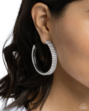 Load image into Gallery viewer, Stacked Symmetry - White Earrings - Paparazzi Jewelry