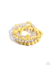 Load image into Gallery viewer, paparazzi-accessories-rosy-retrospection-yellow-bracelet