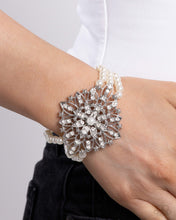 Load image into Gallery viewer, Flattering Florals - White Bracelet - Paparazzi Jewelry