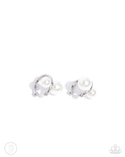 Load image into Gallery viewer, paparazzi-accessories-elegant-emblem-white-post earrings