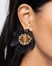 Load image into Gallery viewer, Wonderland Wallflower - Black Post Earrings - Paparazzi Jewelry