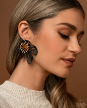 Load image into Gallery viewer, Wonderland Wallflower - Black Post Earrings - Paparazzi Jewelry