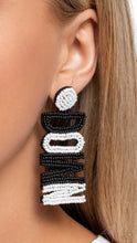 Load image into Gallery viewer, Touchdown Texture - Black Post Earrings - Paparazzi Jewelry