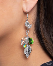 Load image into Gallery viewer, Descending Dazzle - Green Earrings - Paparazzi Jewelry