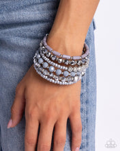 Load image into Gallery viewer, Stacked Surprise - Silver Bracelet - Paparazzi Jewelry