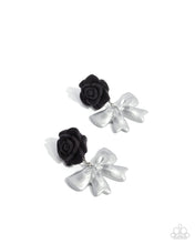 Load image into Gallery viewer, paparazzi-accessories-rosette-rarity-black-post earrings