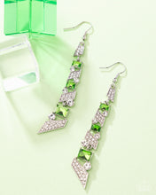 Load image into Gallery viewer, Cascading Cred - Green Earrings - Paparazzi Jewelry