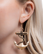 Load image into Gallery viewer, Adorable Anchor - Gold Earrings - Paparazzi Jewelry