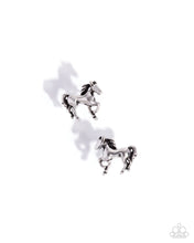 Load image into Gallery viewer, paparazzi-accessories-stallion-selfie-silver-post earrings