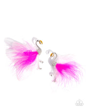 Load image into Gallery viewer, paparazzi-accessories-feathered-flamingo-pink-post earrings