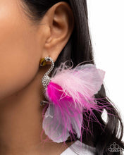 Load image into Gallery viewer, Feathered Flamingo - Pink Post Earrings - Paparazzi Jewelry