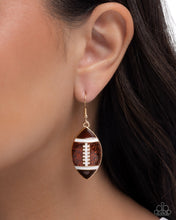 Load image into Gallery viewer, Football Facade - Brown Earrings - Paparazzi Jewelry