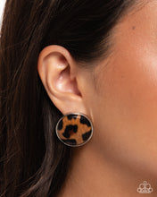 Load image into Gallery viewer, Cheetah Centerpiece - Brown Post Earrings - Paparazzi Jewelry