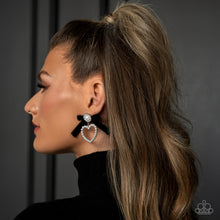 Load image into Gallery viewer, BOW and Then - Black Post Earrings - Paparazzi Jewelry