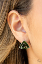 Load image into Gallery viewer, On Blast - Green Post Earrings - Paprazzi Jewelry