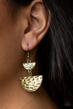 Load image into Gallery viewer, Triassic Triangles - Brass Earrings - Paparazzi Jewelry