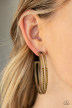 Load image into Gallery viewer, Double The Bling - Brass Earrings - Paparazzi Jewelry
