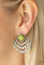 Load image into Gallery viewer, Rebel Ripple - Green Post Earrings - Paparazzi Jewelry