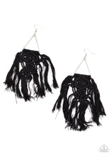 Load image into Gallery viewer, paparazzi-accessories-modern-day-macrame-black-earrings