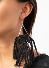 Load image into Gallery viewer, Modern Day Macrame - Black Earrings - Paparazzi Jewelry