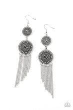 Load image into Gallery viewer, paparazzi-accessories-medallion-mecca-silver-earrings