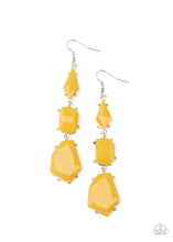 Load image into Gallery viewer, paparazzi-accessories-geo-getaway-yellow-earrings