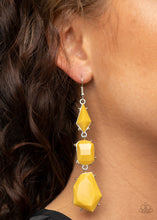 Load image into Gallery viewer, Geo Getaway - Yellow Earrings - Paparazzi Jewelry