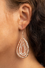Load image into Gallery viewer, Metallic Meltdown - Rose Gold Earrings - Paparazzi Jewelry