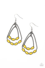 Load image into Gallery viewer, paparazzi-accessories-summer-staycation-yellow-earrings