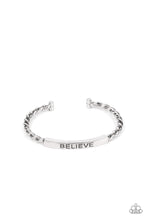 Load image into Gallery viewer, paparazzi-accessories-keep-calm-and-believe-silver-mens bracelet