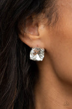 Load image into Gallery viewer, Royalty High - White Post Earrings - Paparazzi Jewelry
