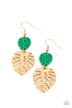 Load image into Gallery viewer, paparazzi-accessories-palm-tree-cabana-green-earrings