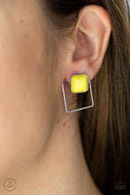 Load image into Gallery viewer, FLAIR and Square - Yellow Post Earrings - Paparazzi Jewelry