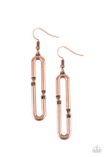 Load image into Gallery viewer, paparazzi-accessories-linked-and-synced-copper-earrings