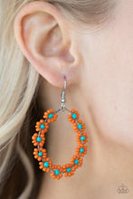 Load image into Gallery viewer, Festively Flower Child - Orange Earrings - Paparazzi Jewelry