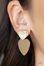 Load image into Gallery viewer, Heart-Racing Refinement - Gold Post Earrings - Paparazzi Jewelry