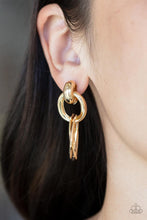 Load image into Gallery viewer, Dynamically Linked - Gold Post Earrings - Paparazzi Jewelry