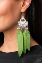 Load image into Gallery viewer, Plume Paradise - Green Earrings - Paparazzi Jewelry