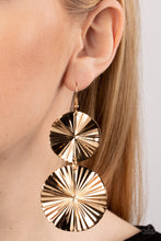 Load image into Gallery viewer, In Your Wildest FAN-tasy - Gold Earrings - Paparazzi Jewelry