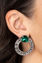 Load image into Gallery viewer, Smoldering Scintillation - Green Post Earrings - Paparazzi Jewelry