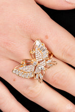 Load image into Gallery viewer, Fearless Flutter - Gold Ring - Paparazzi Jewelry