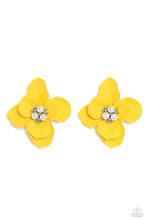 Load image into Gallery viewer, paparazzi-accessories-jovial-jasmine-yellow-post earrings